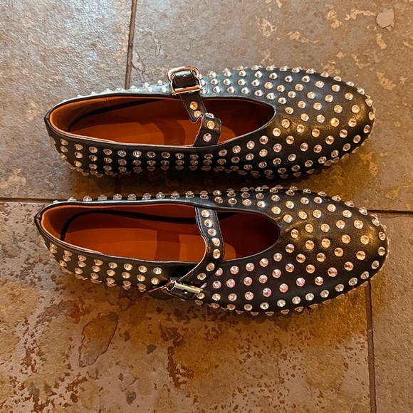 NWOT clear rhinestone Studded Black Mary Jane Flats “alaia” style - Picture 2 of 7